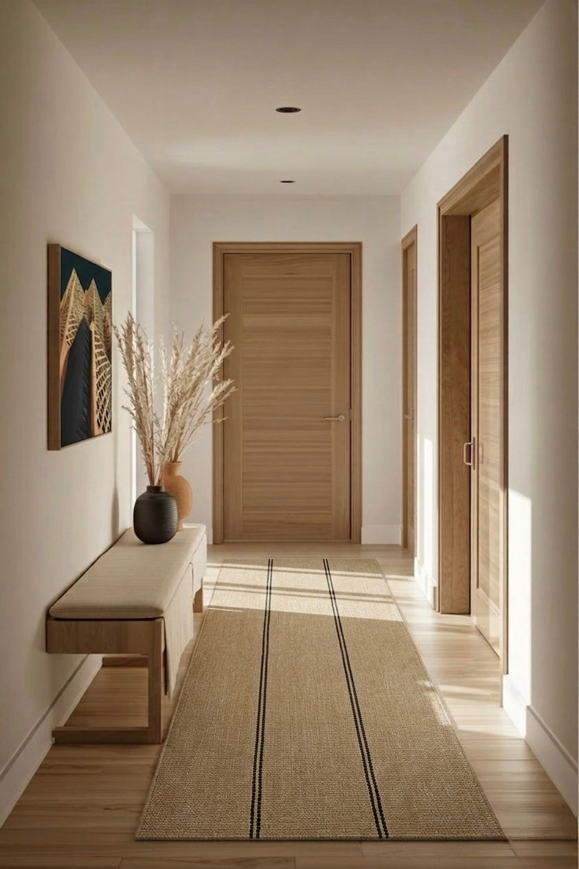 Alfombra Pasillo Navi Taupe Black de Polipropileno – MiluRugs