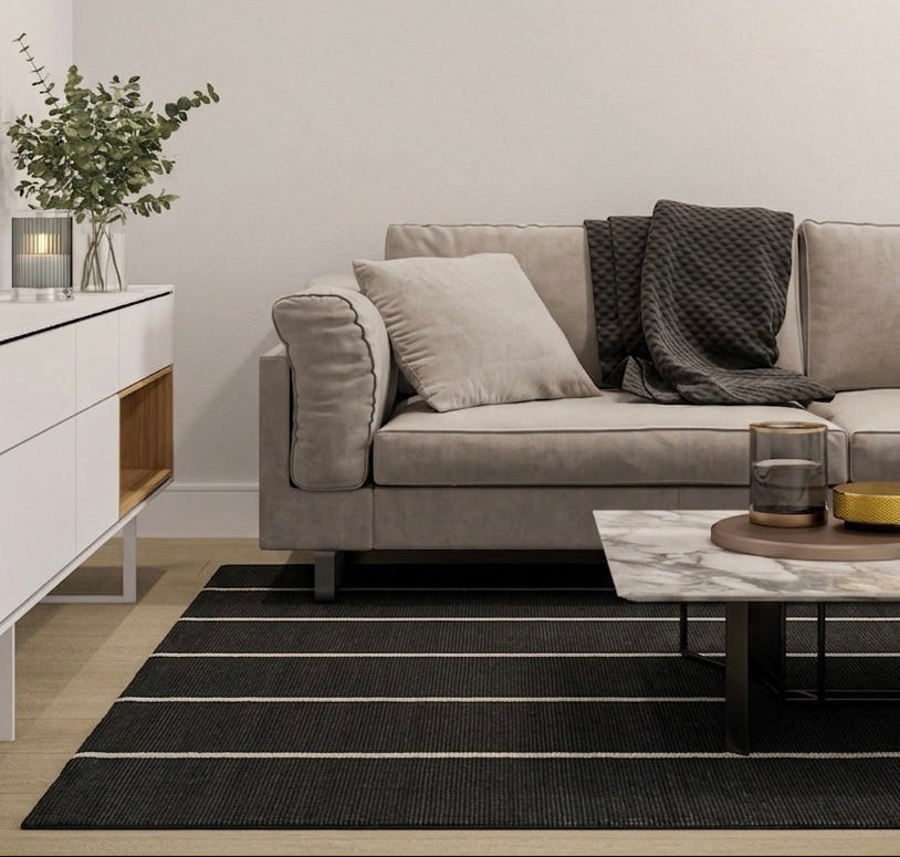 Alfombra Petra Charcoal Sand de Polipropileno – MiluRugs