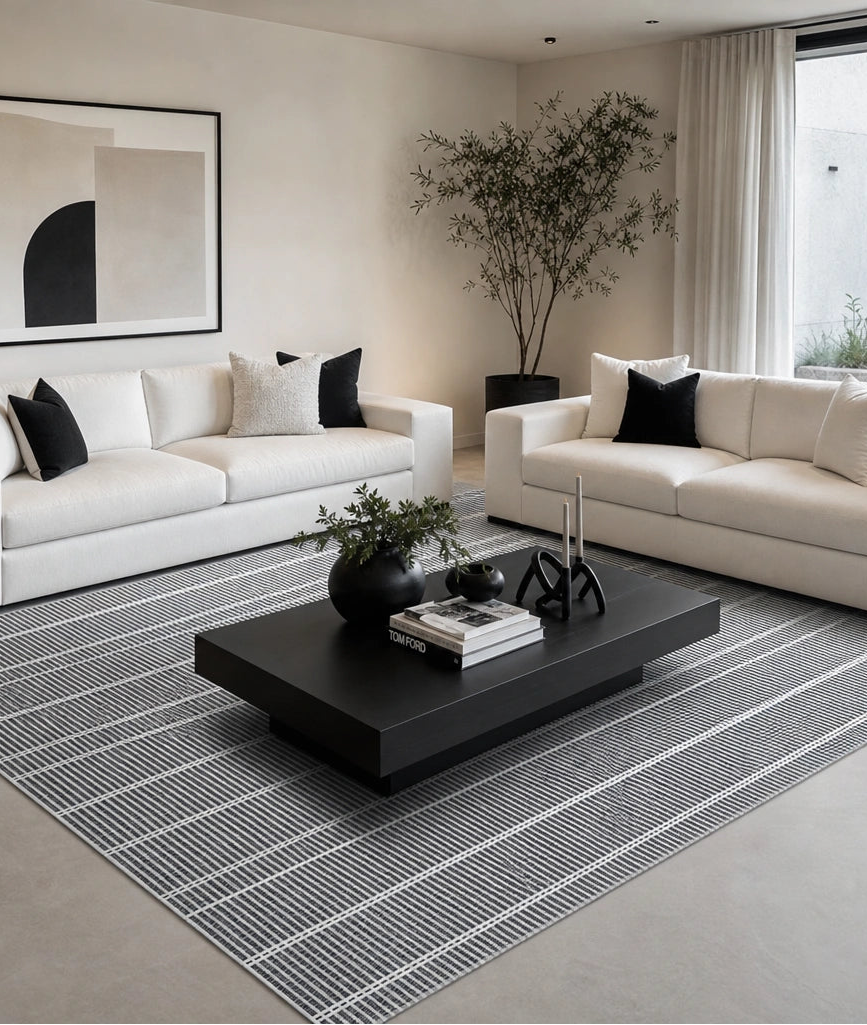 Alfombra Llana Charcoal de Polipropileno – MiluRugs